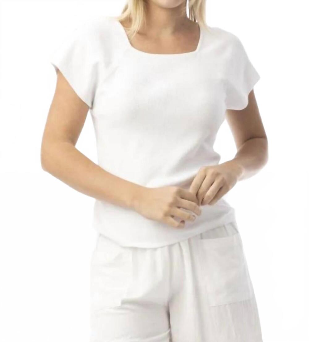 NEW ORIENTIQUE knit essentials square neck top in white